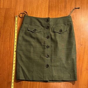 Anne Klein Forest Green Button-Down Pencil Skirt
